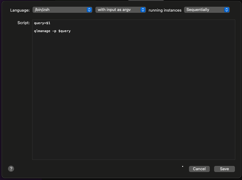 Run Script Settings