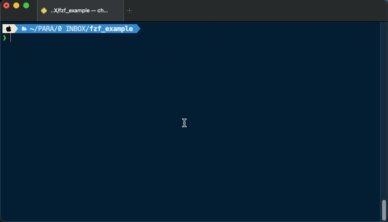 Example of fzf search